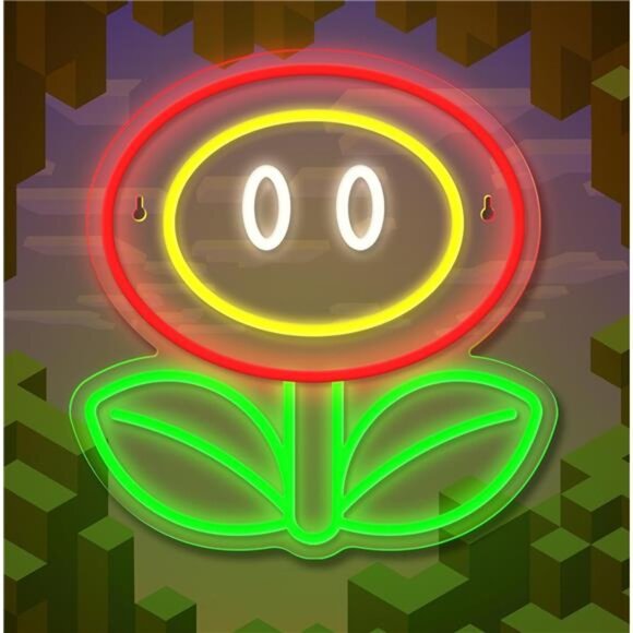 Super Mario Fire Flower LED Neon Light Game Sign Room Decor Nintendo Retro NES - Picture 6 of 7